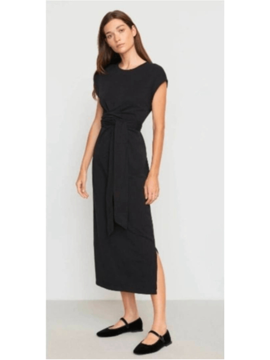 Modern Citizen Dresses & Skirts - Modern Citizen Black Fei Tie Front Dress Sz S Black Organic Cotton Midi Capsule